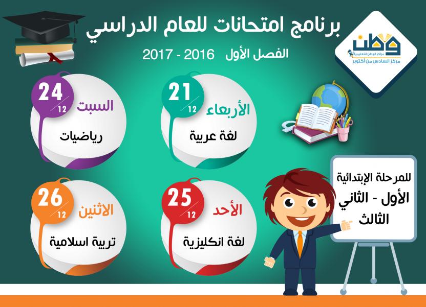 First semester exams for the year 2016 - 2017 Program