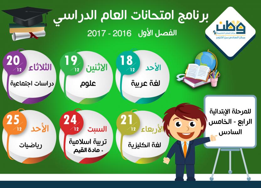 First semester exams for the year 2016 - 2017 Program